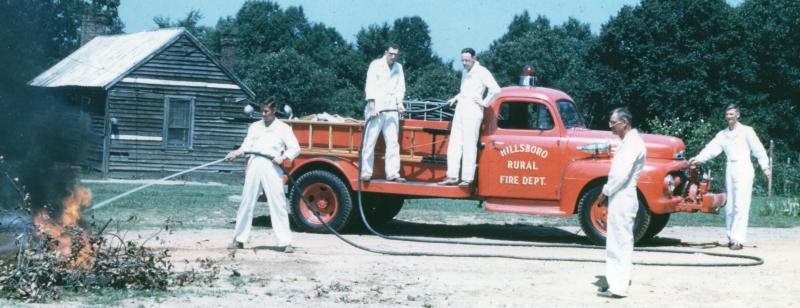 1951 Ford (retired).  Front mount 500gpm / 150gal.  Truck served in the rural area of Orange County under the Orange Fire Protective Association.